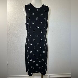 MICHAEL KORS Black Sleeveless Body con Embellished Floral Stud Dress Size XL